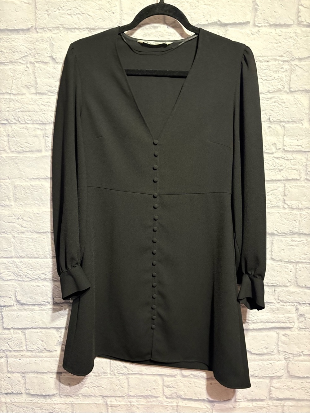 Zara Button Little Black Dress Medium - Picture 3 of 12